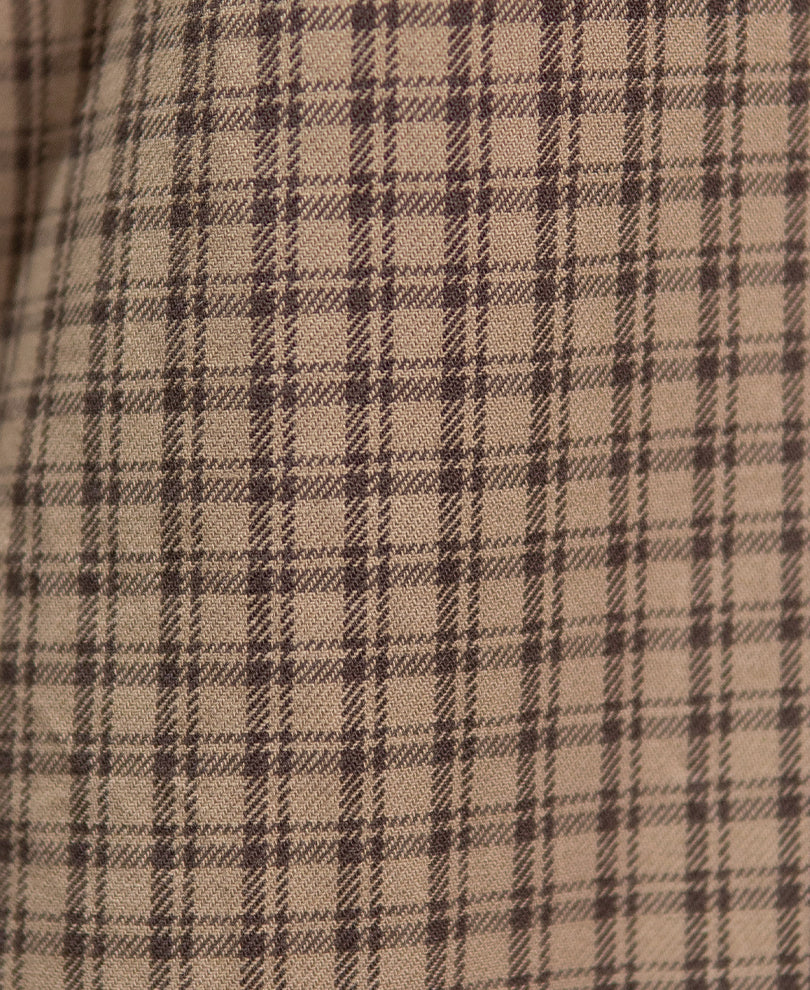 Light Brown Embroidered Checks Shirt 100% Cotton