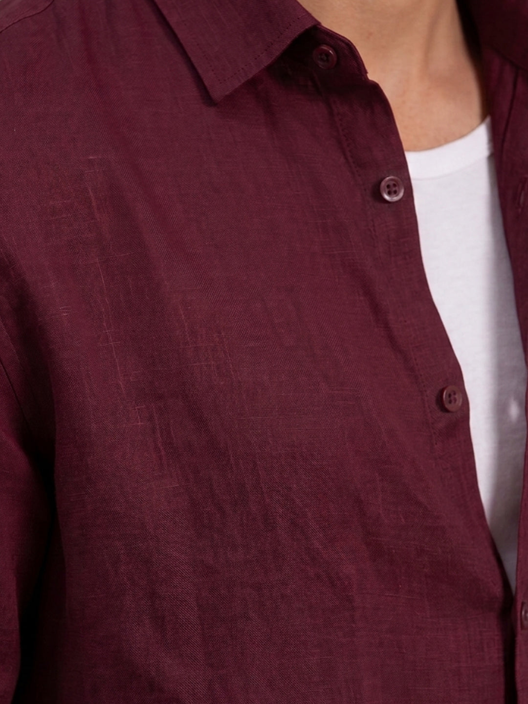 Wine 100% Linen Shirt