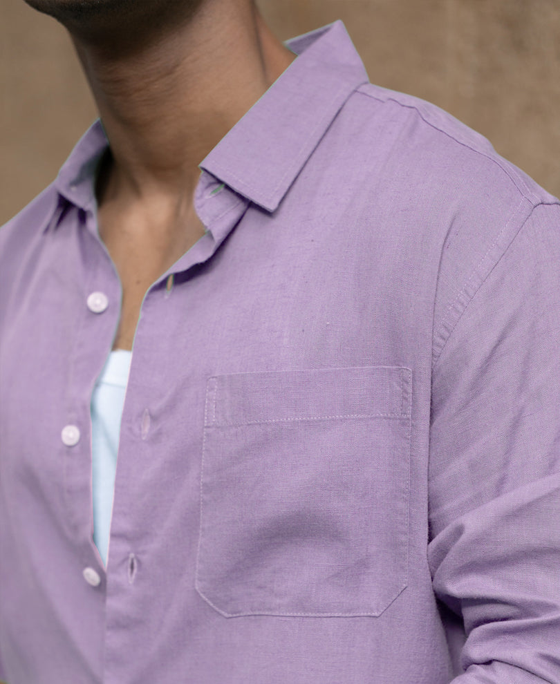 Light Lilac Linen Blend Shirt.