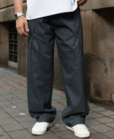 Dark Grey Pleated Trousers