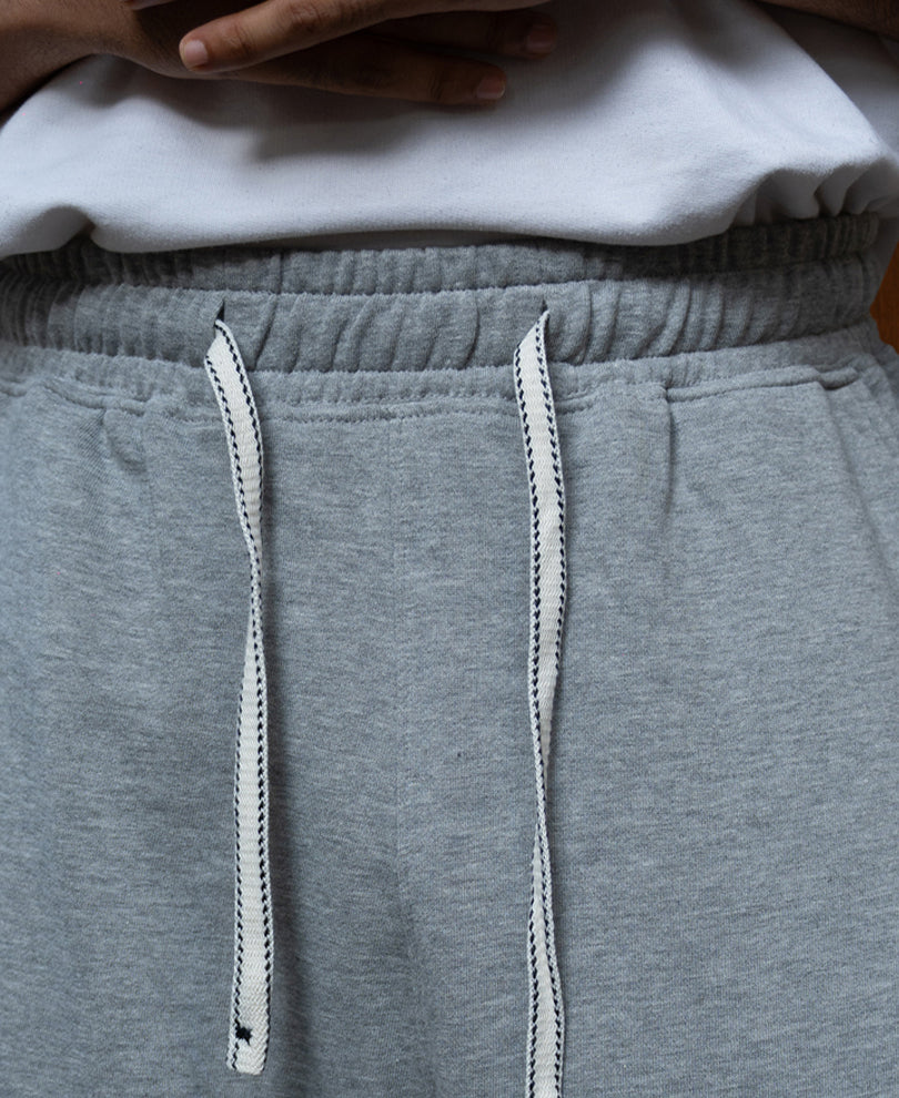Grey Melange Twisted Seam Baggy Trackpants