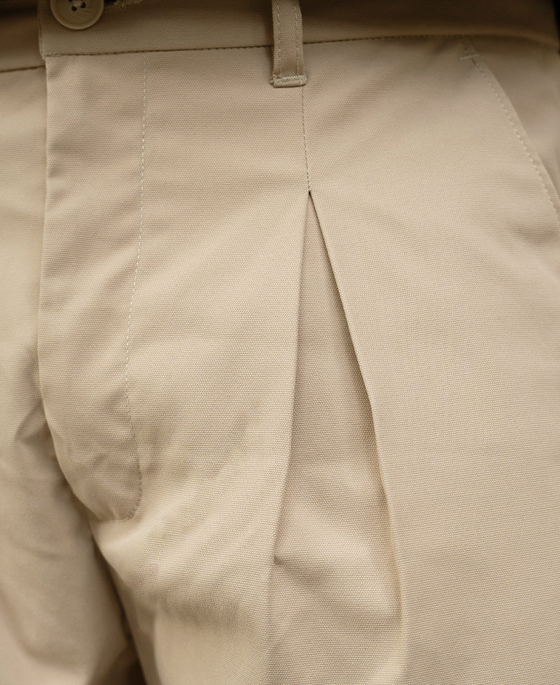 Beige Pleated Baggy Trousers