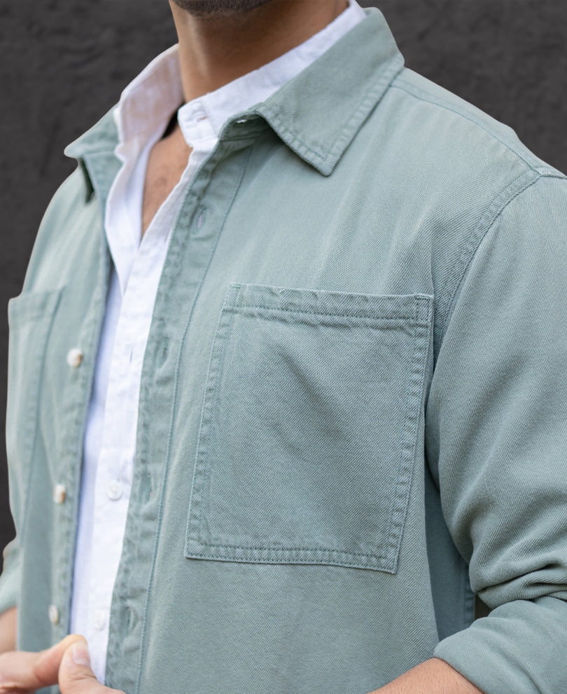 Pista Washed Structured Denim Shirt.