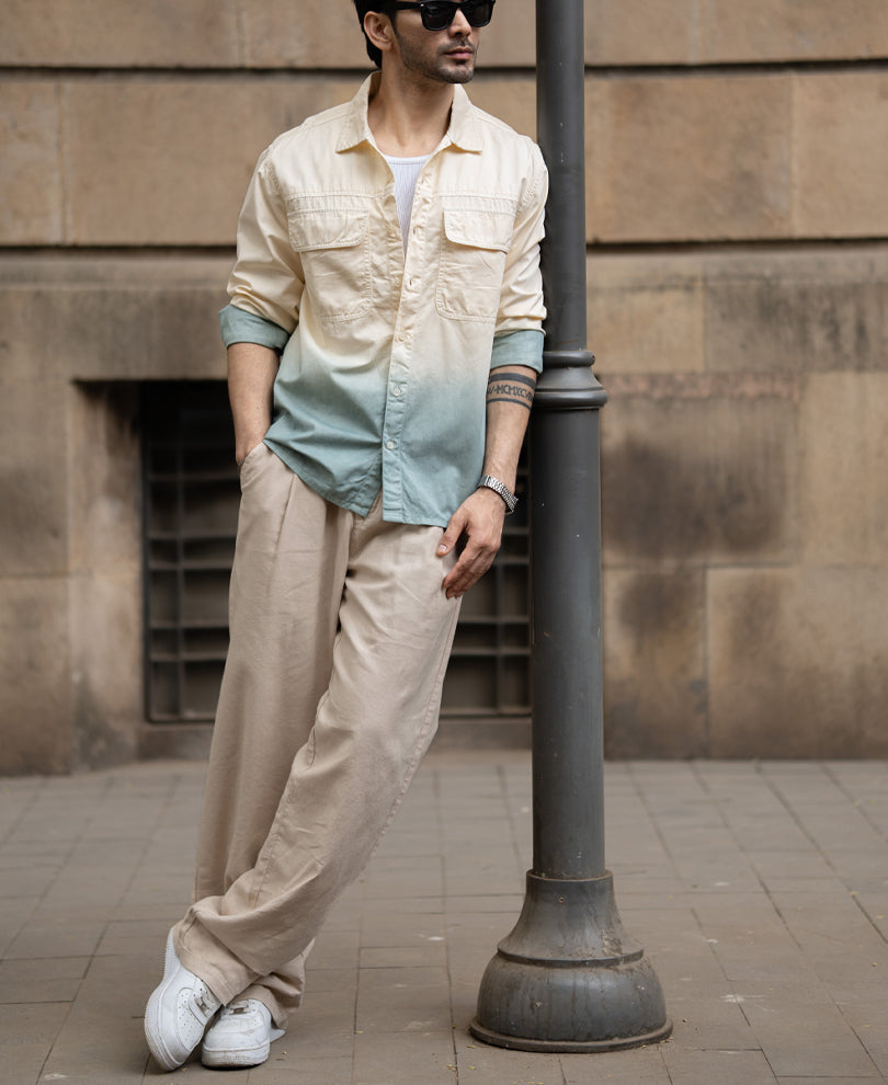 Butter Yellow Structured Ombre Shirt.