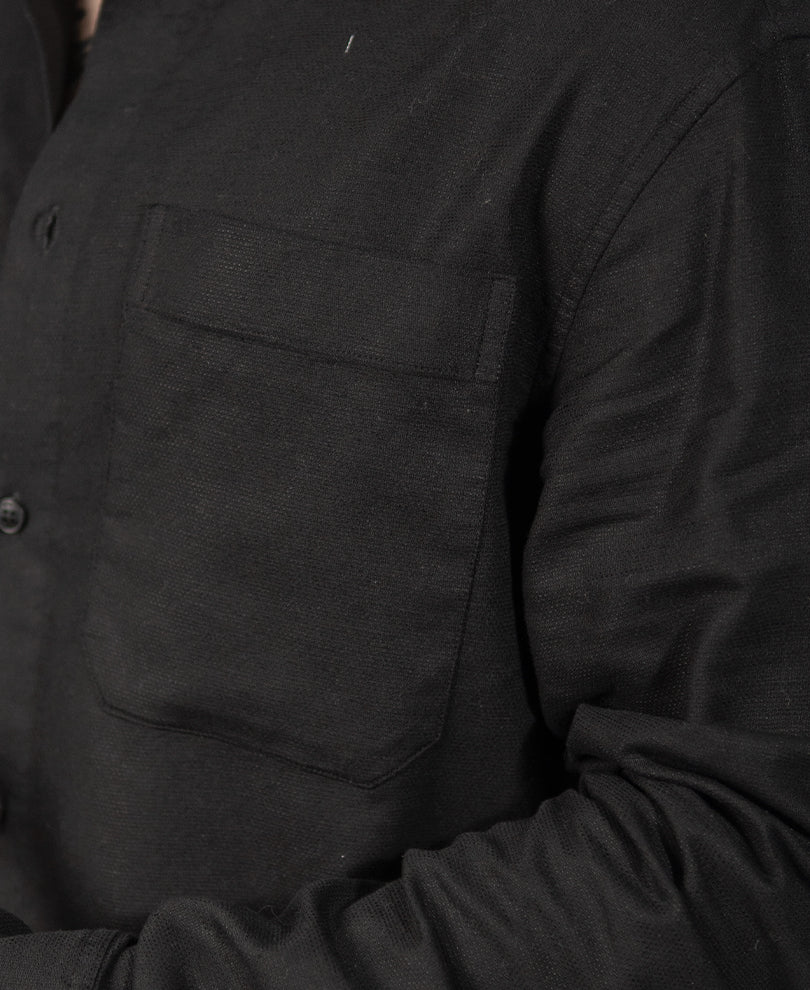 Black Linen Blend Cord Set