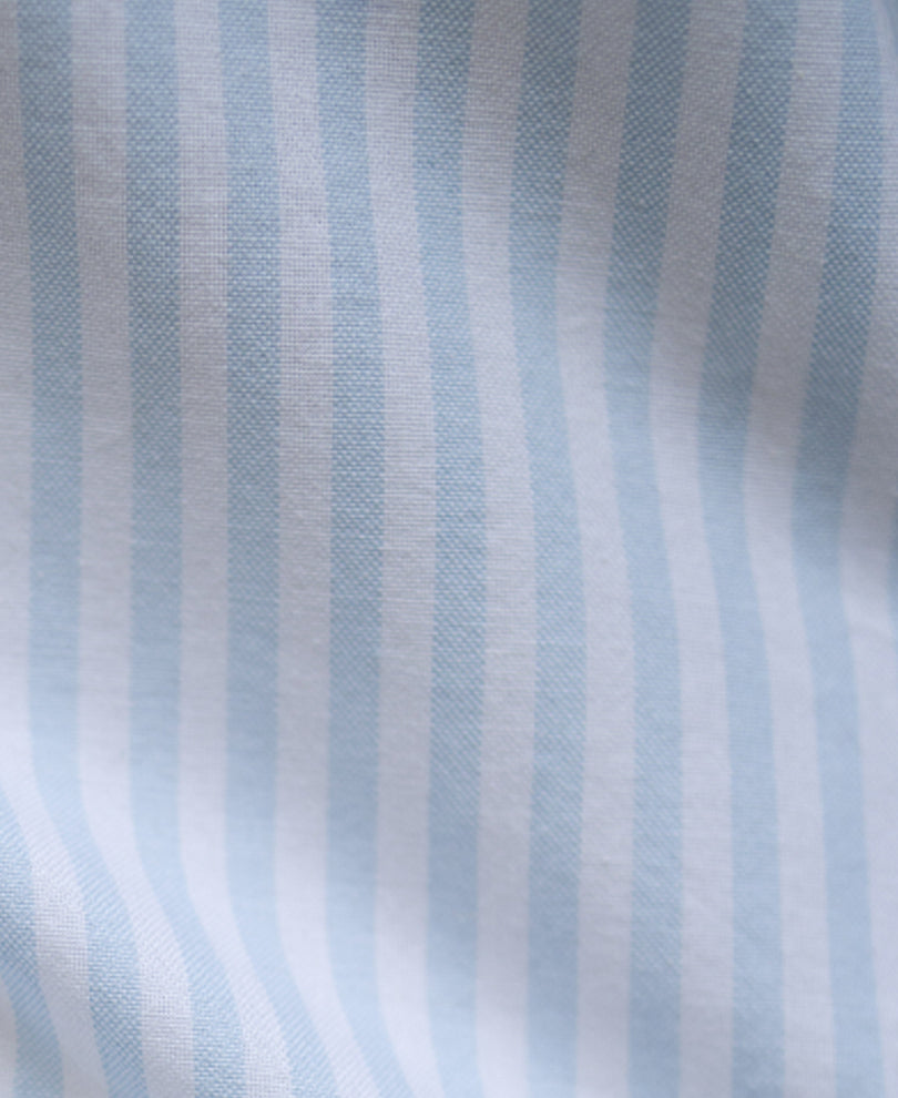 Blue Embroidered Oxford Stripe Shirt 100% Cotton