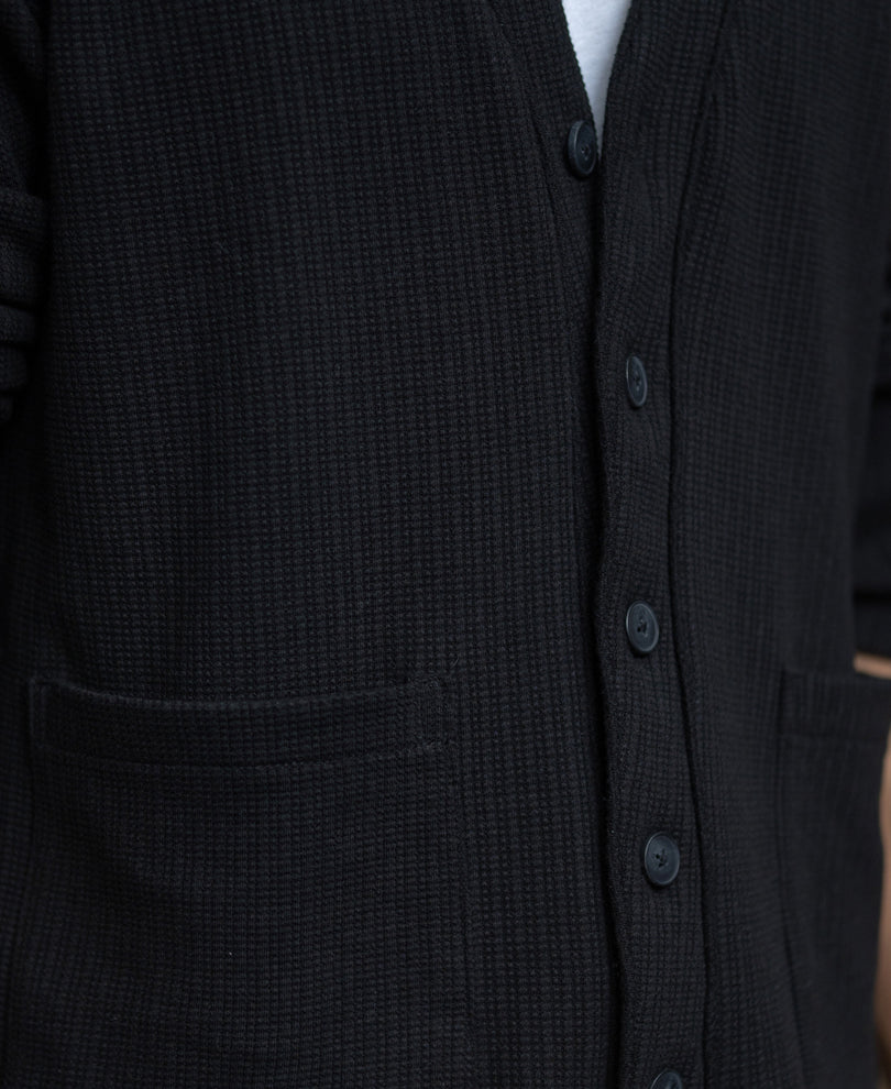Black Structured Knit Cardigan.
