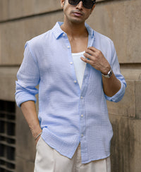 Light Blue Crinkled Shirt