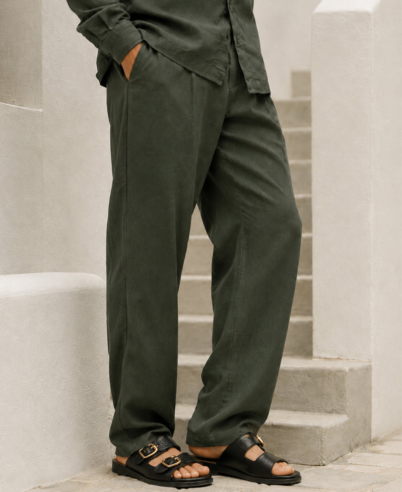 Olive Linen Blend Cord Set