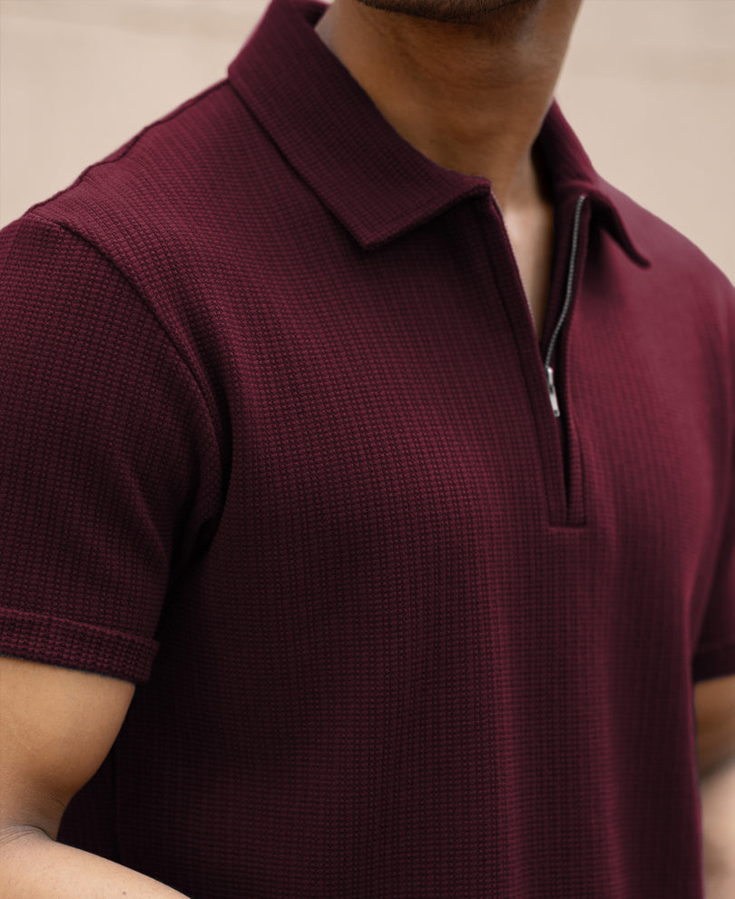 Wine Zipper Polo T-Shirt.