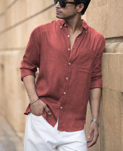 Brick Linen Blend Shirt.