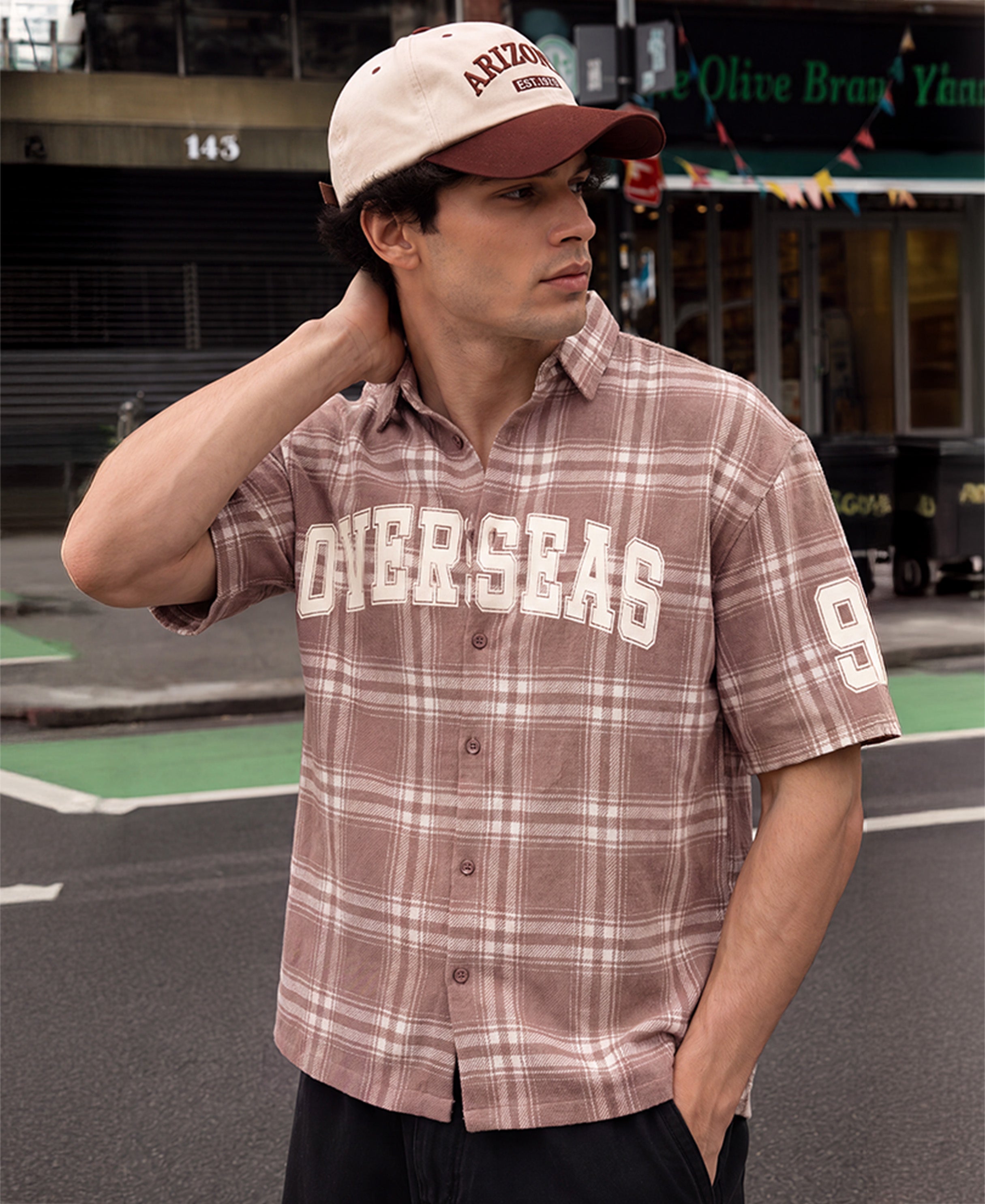 Light Brown Printed Checks Shirt 100% Cotton