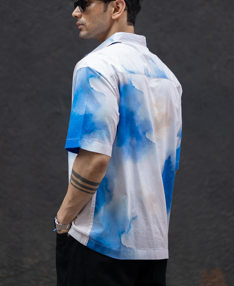 Blue Tie Dye Print shirt.