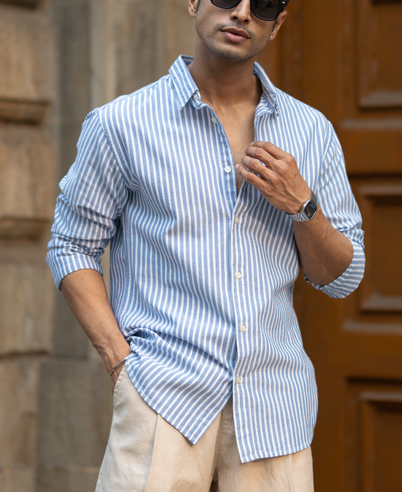 Blue Oxford Stripe Shirt.