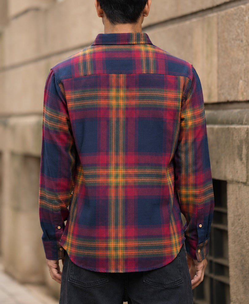 Multicolour Twill Checks Buttondown Shirt