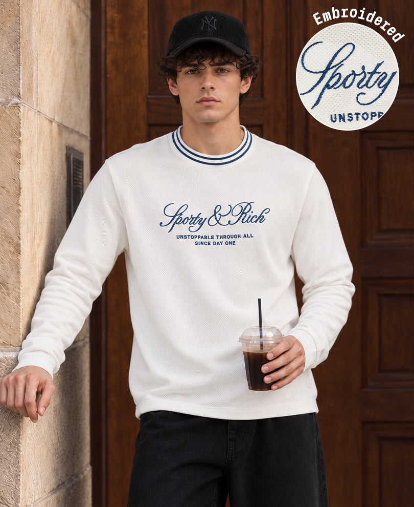 White Structured Embroidered T-Shirt