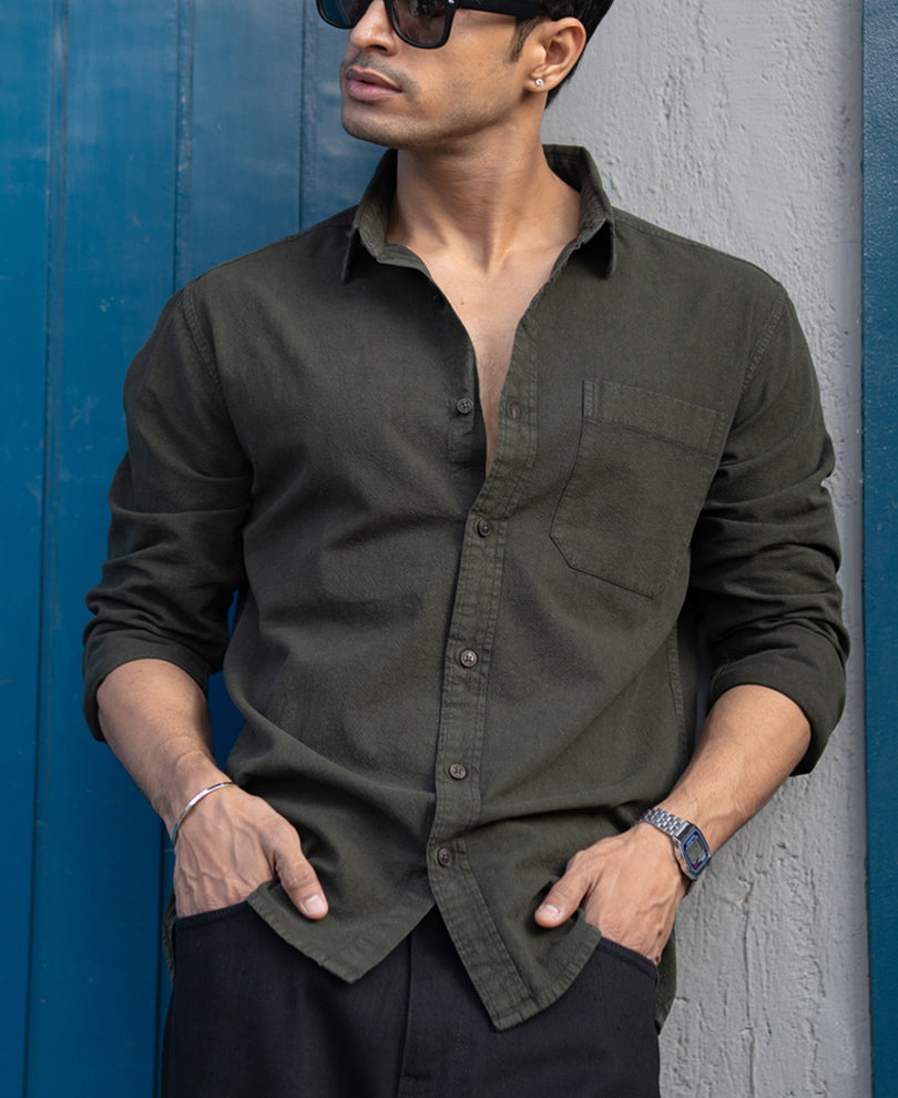 Olive Denim Shirt