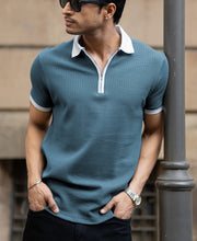 Grey Sky Zipper Neck T-Shirt.