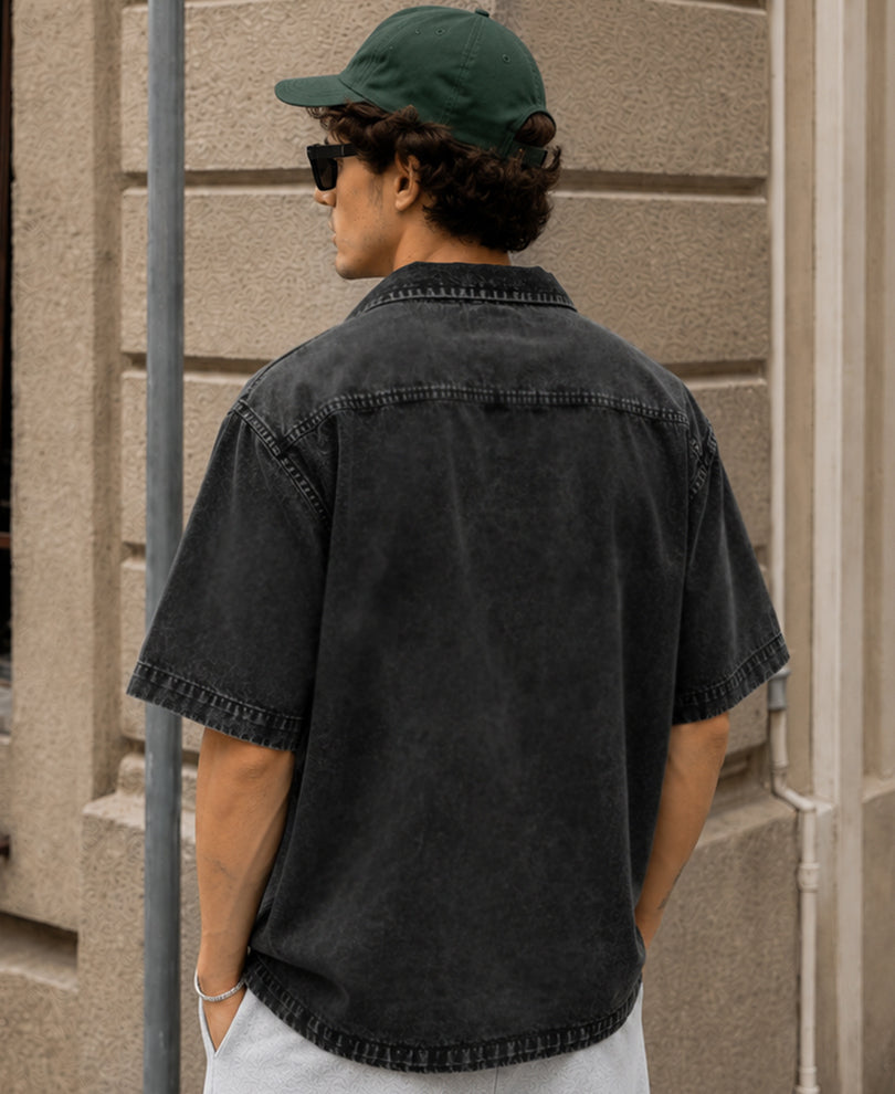 Black Washed Denim Shirt