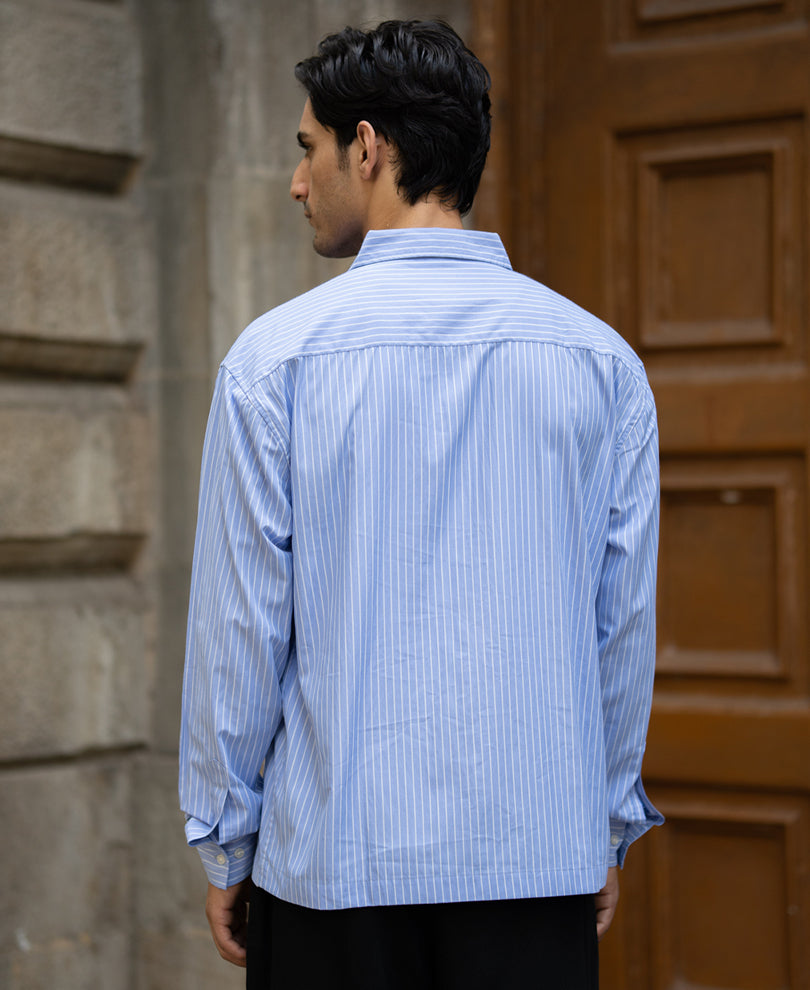 Blue Lightweight Printed Striped Shirt
