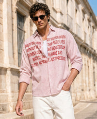 Red Pin Stripe Printed Shirt