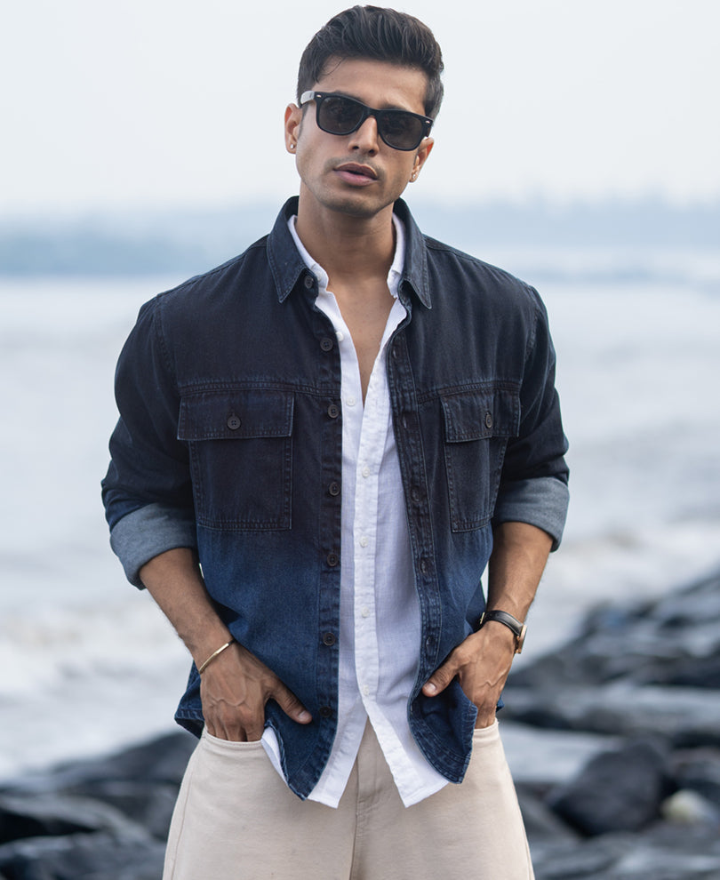 Navy Overdyed Structure Shirt