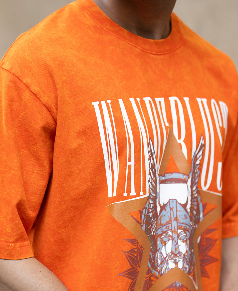Orange Washed Graphic T-Shirt.