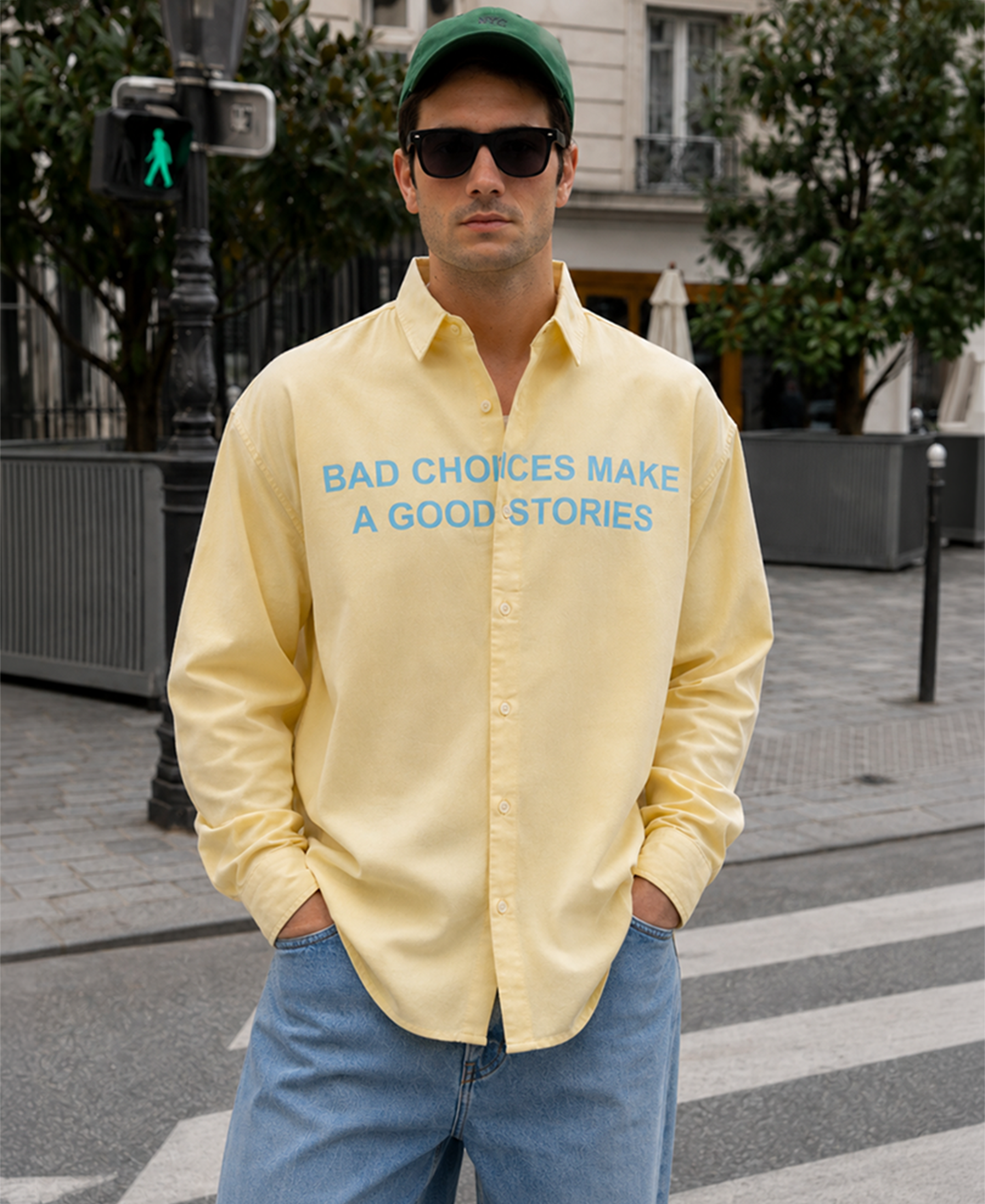 Butter Yellow Printed Overshirt 100% Cotton