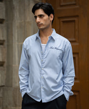 Blue Striped Doctor Sleeves Shirt