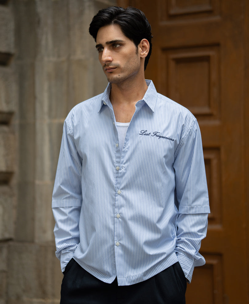 Blue Striped Doctor Sleeves Shirt