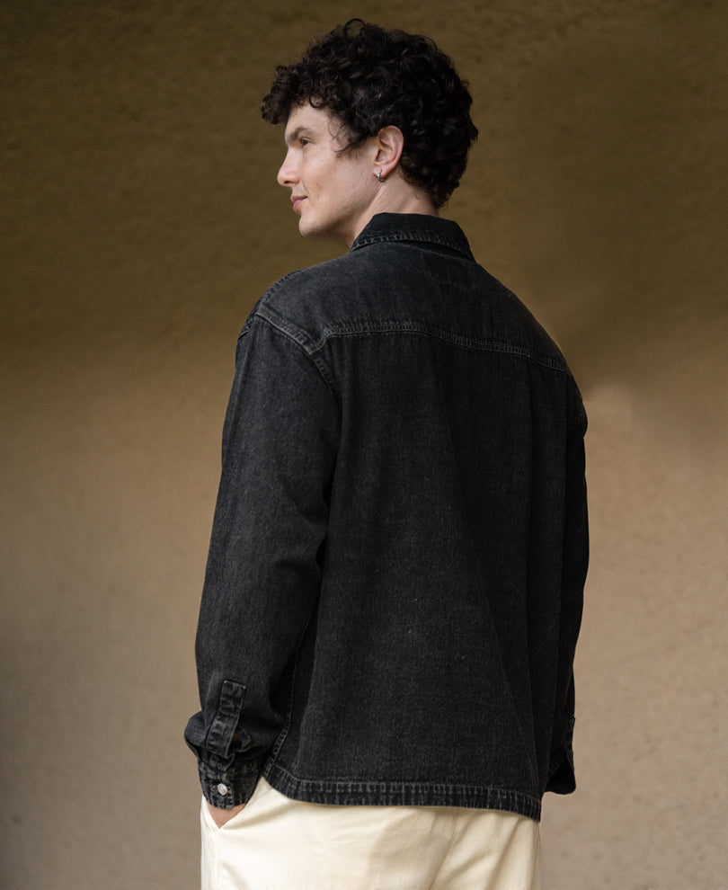 Black Denim Polo Shirt
