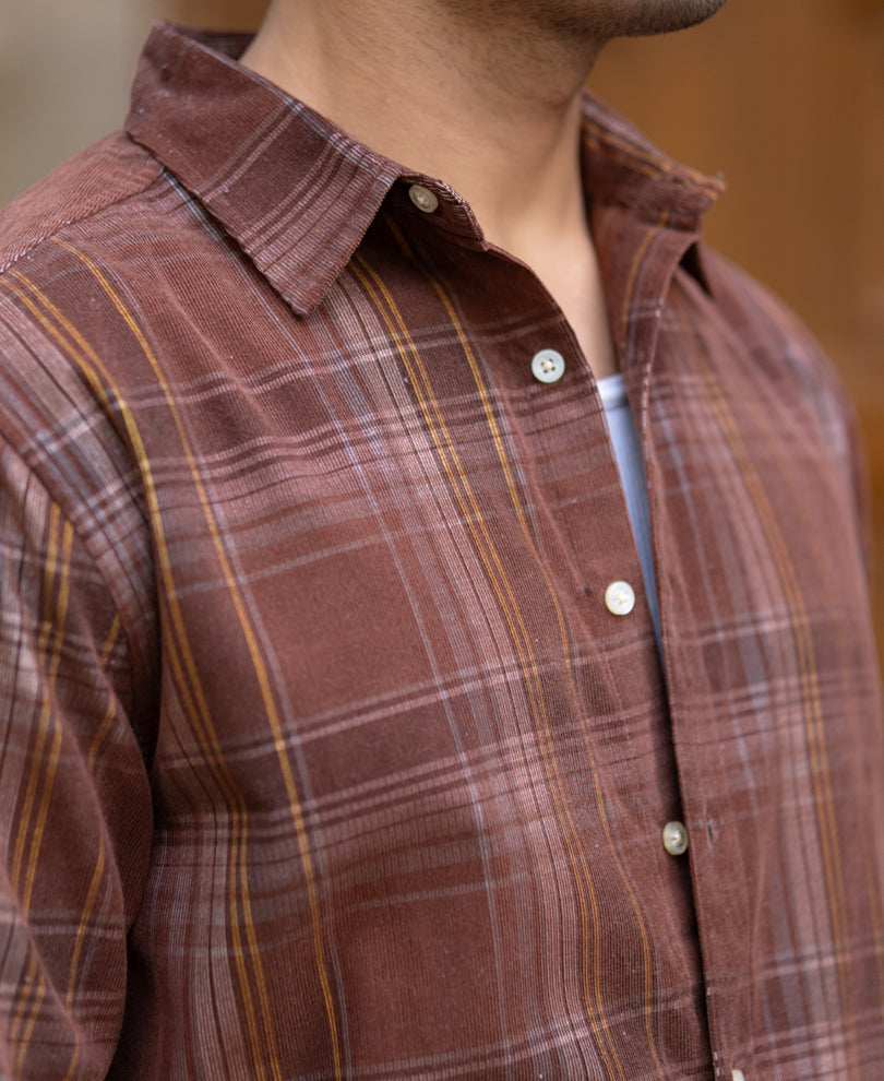 Brown Corduroy Check Shirt.