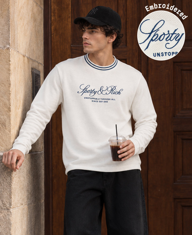 White Structured Embroidered T-Shirt