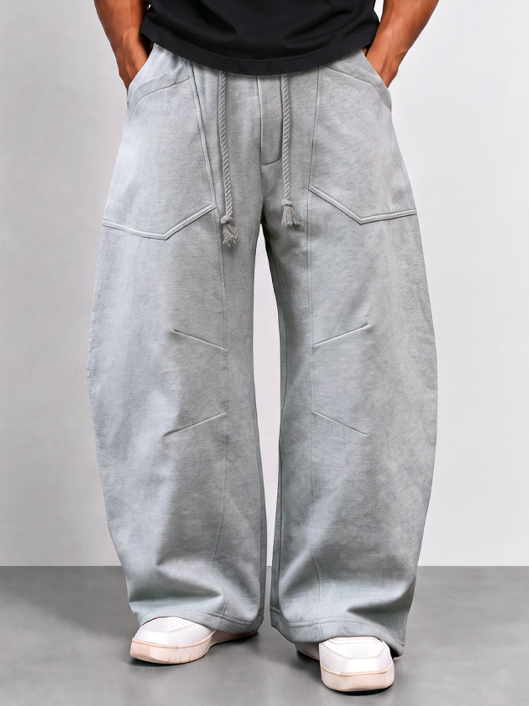 Grey Panelled Barrel Trackpant