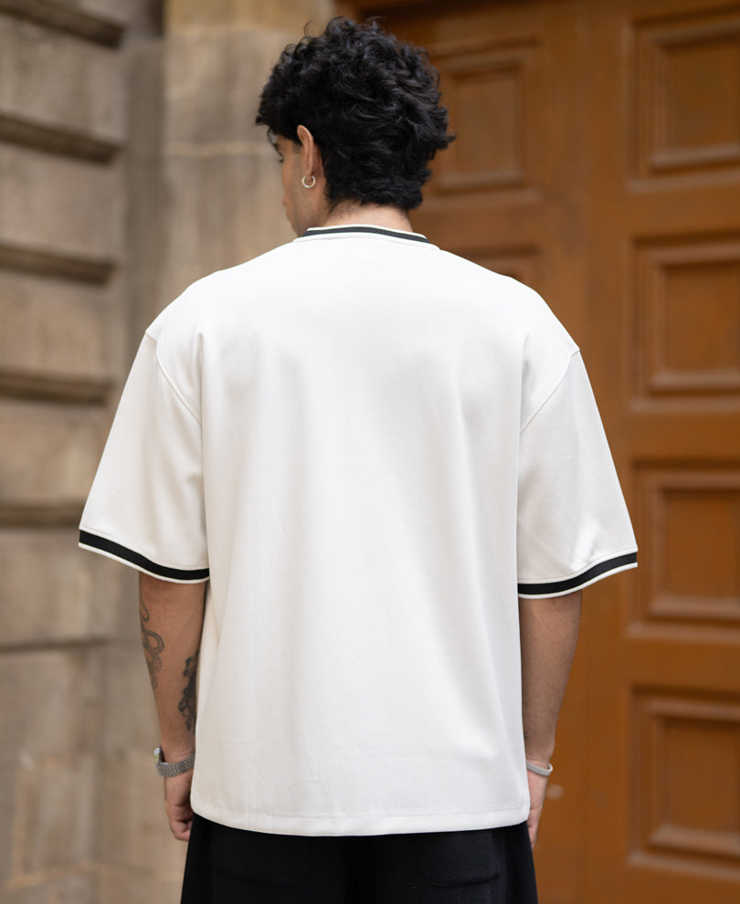 White Embroidered Knit Shirt