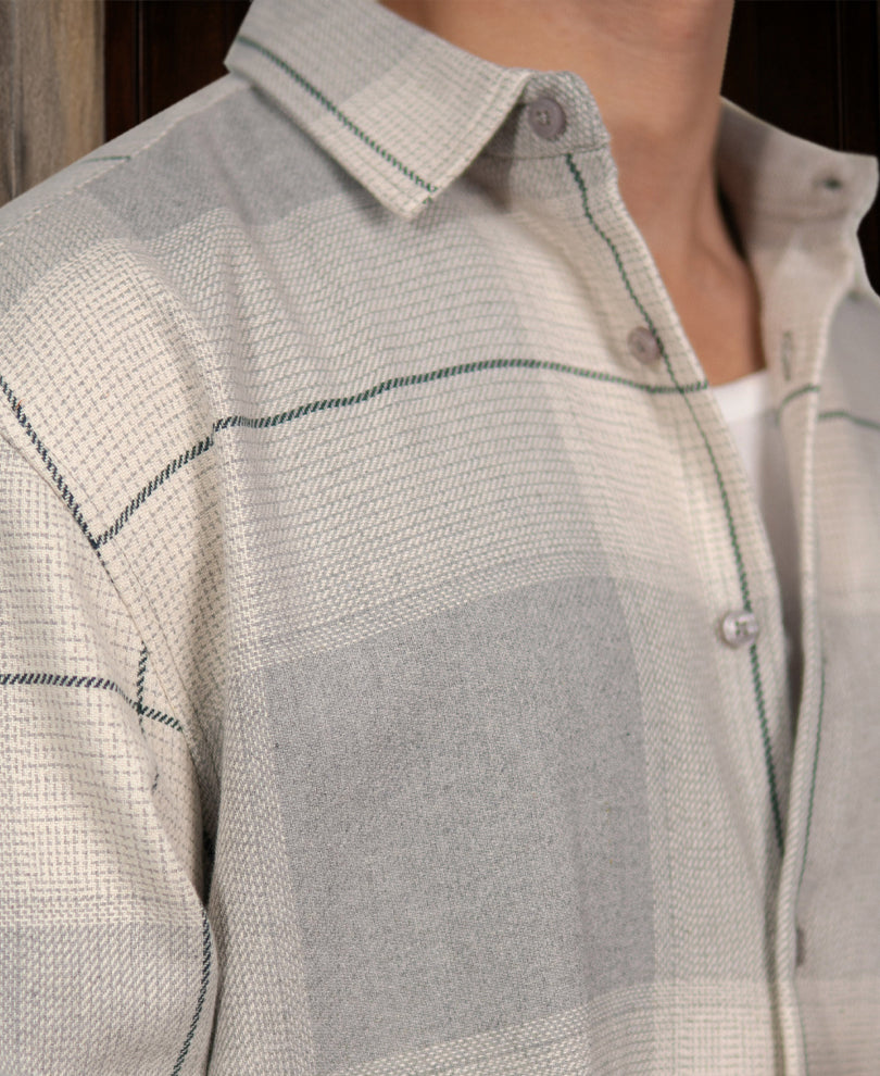 Grey Structured Checks Shirt