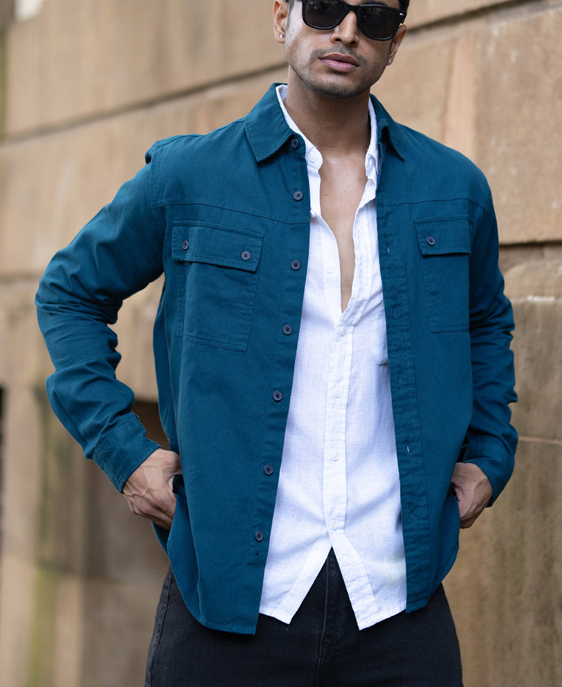 Royal Blue Structured Overshirt.