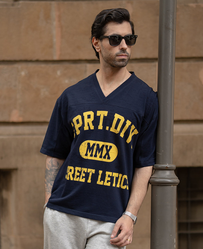 Navy Structured Graphic T-Shirt