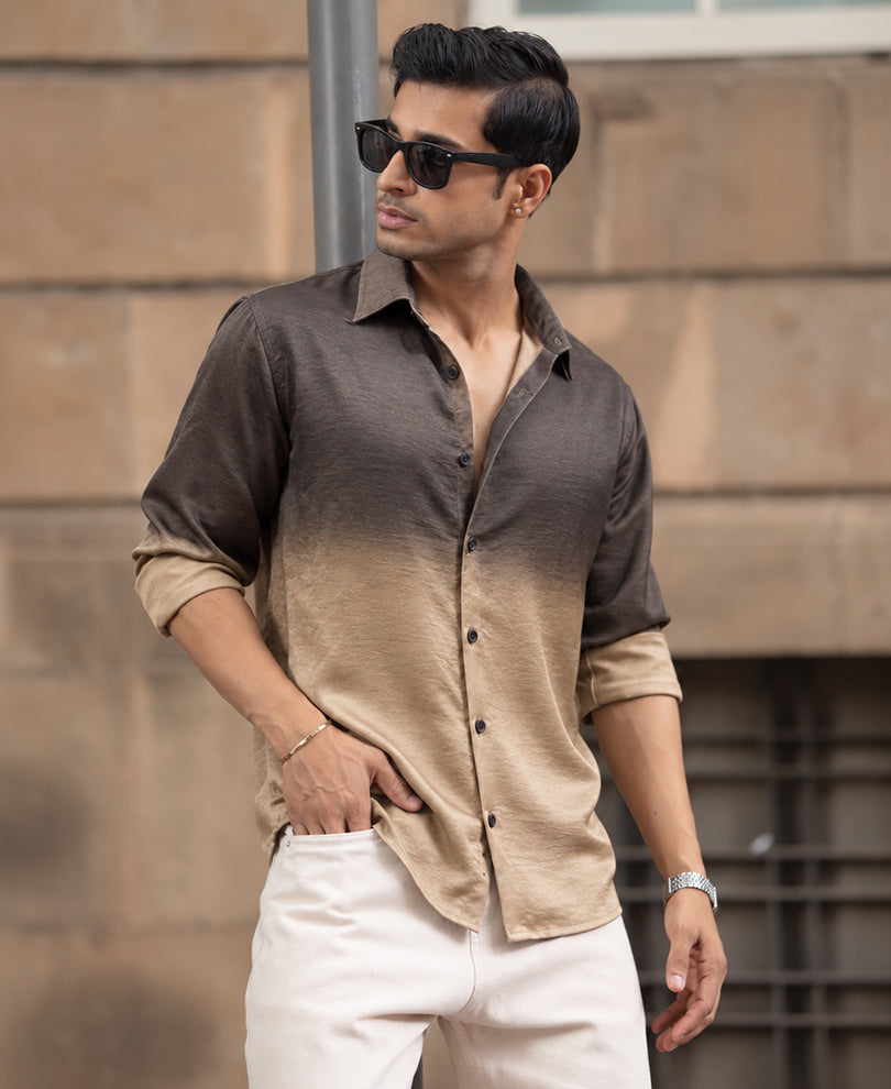 Brown Ombre Satin Shirt