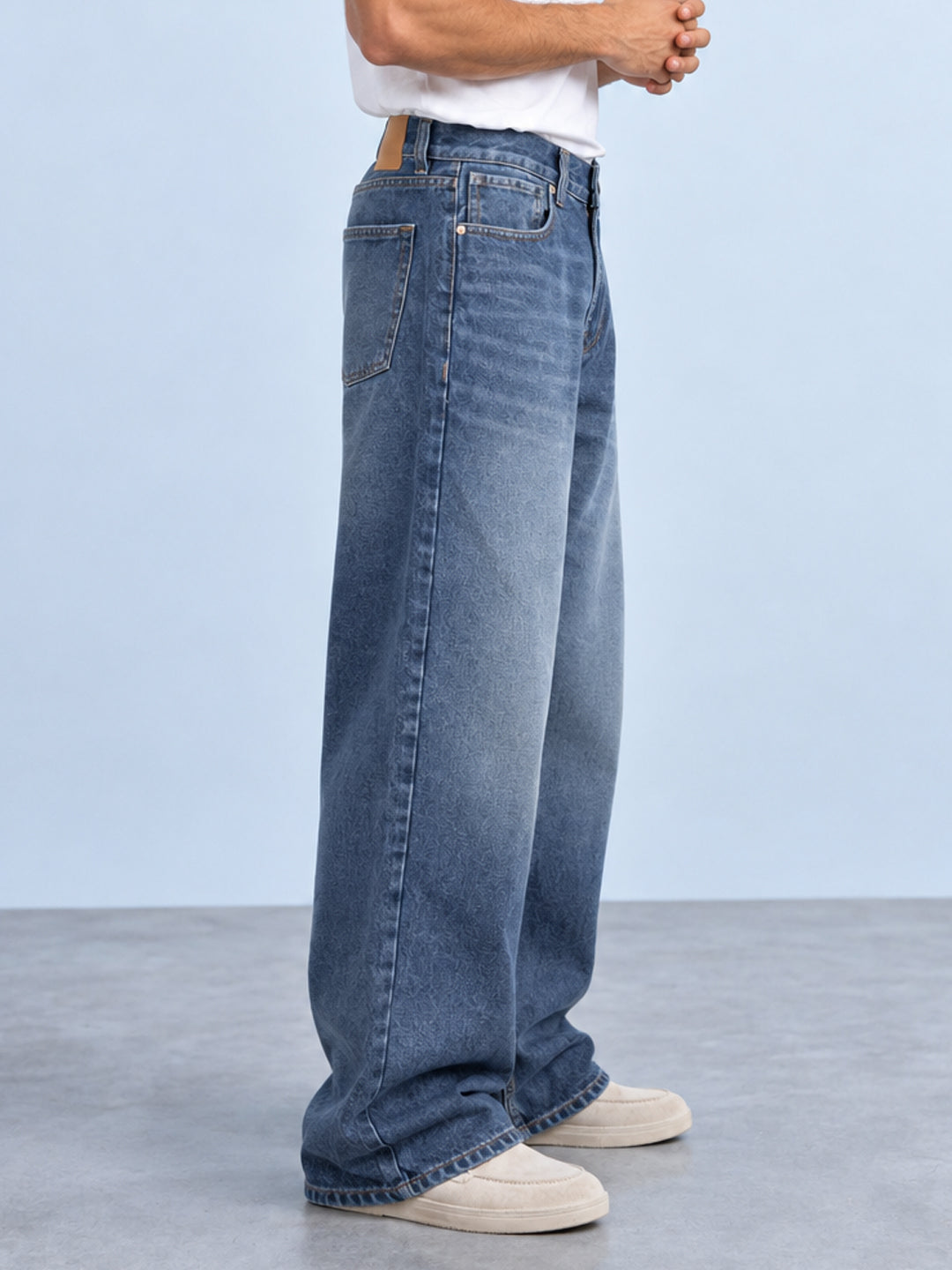 Mid Blue Washed Baggy Fit Jean
