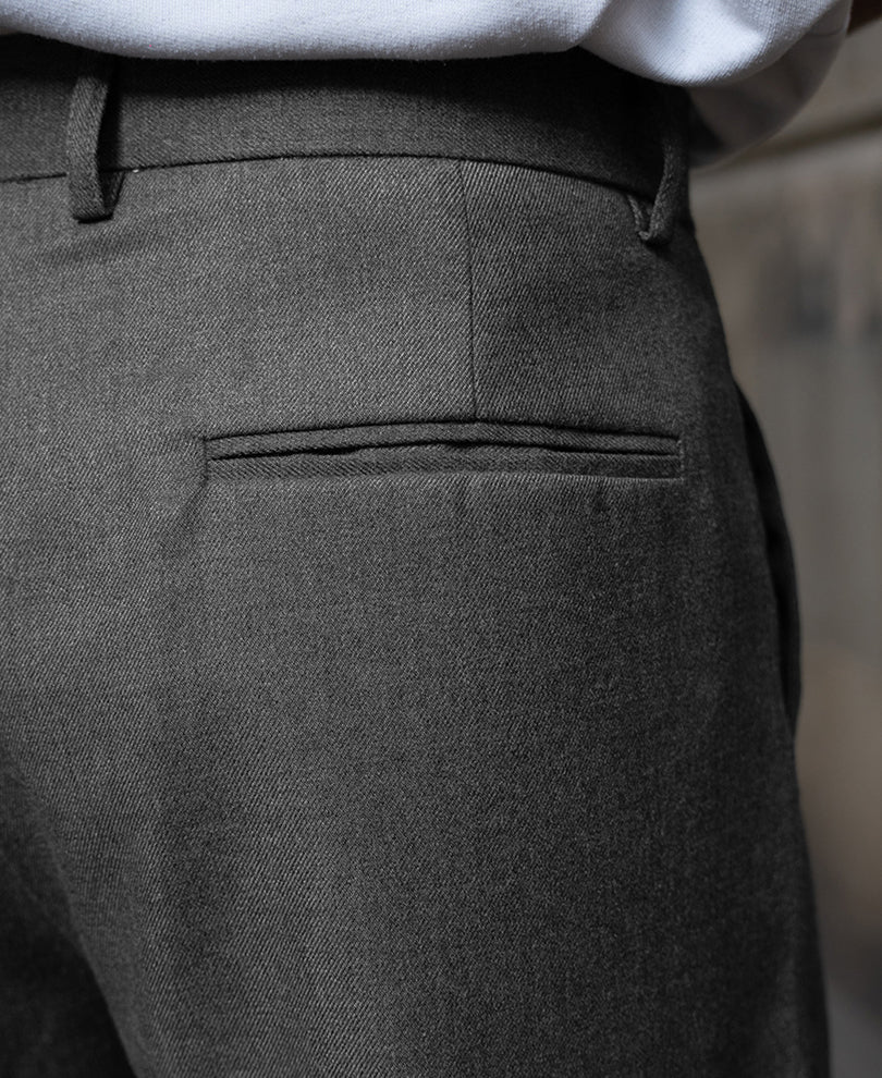 Grey Pleated Baggy Trousers