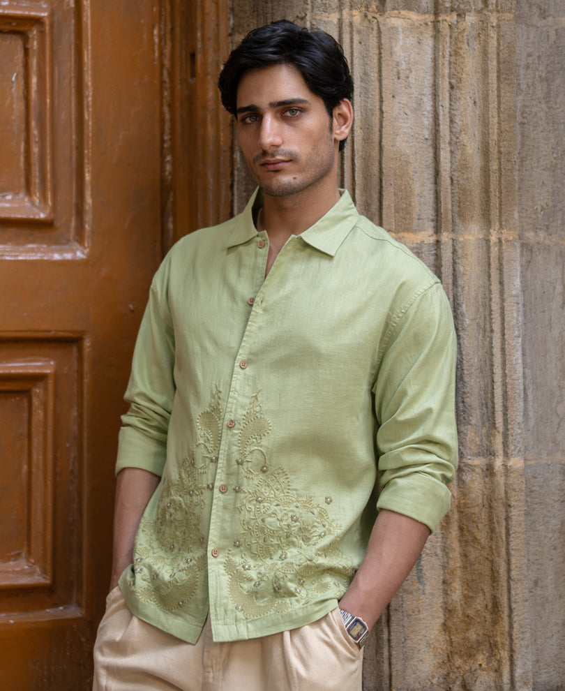 Mint Embroidered Shirt.