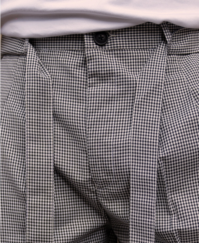 Black And White Micro Checks Trousers