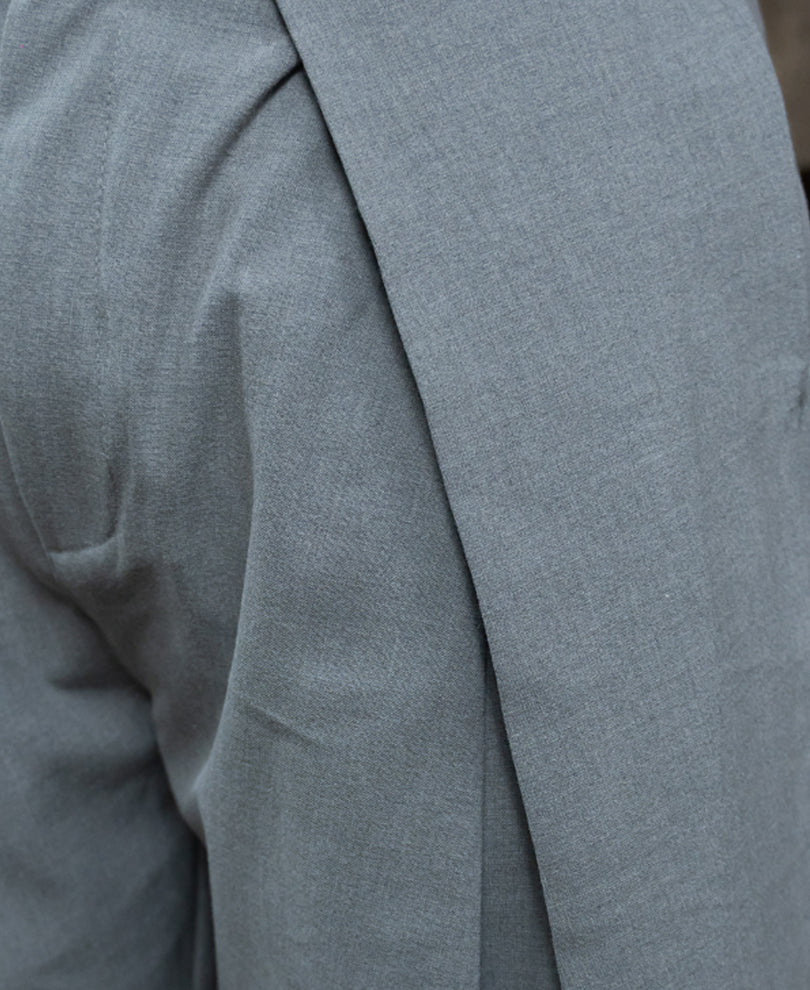 Grey Cross Pleat Baggy Trouser