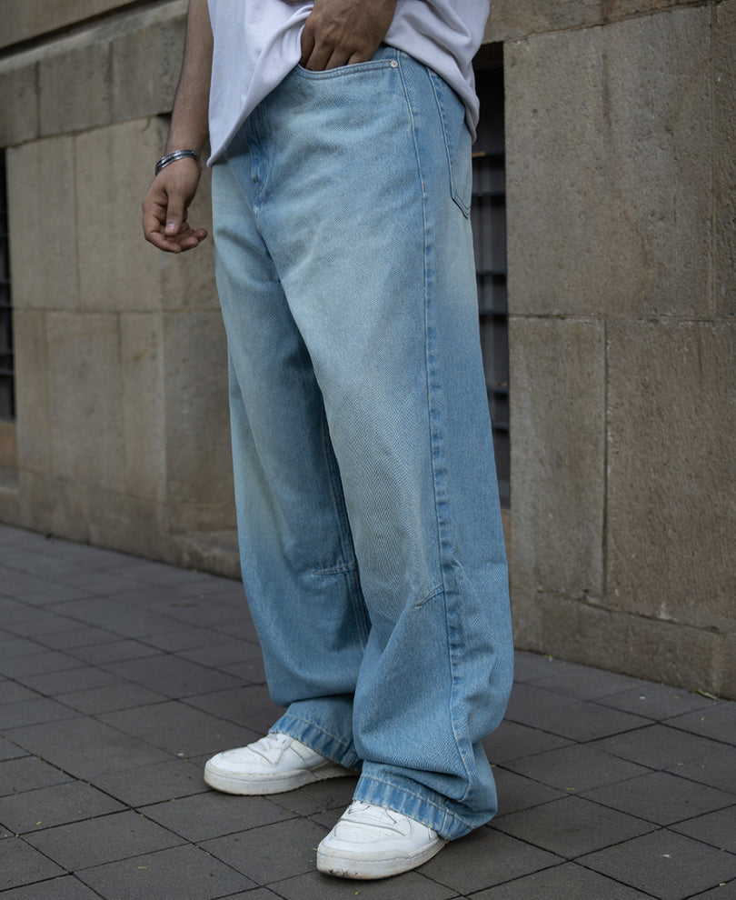 Tinted Blue Extra Baggy Jeans