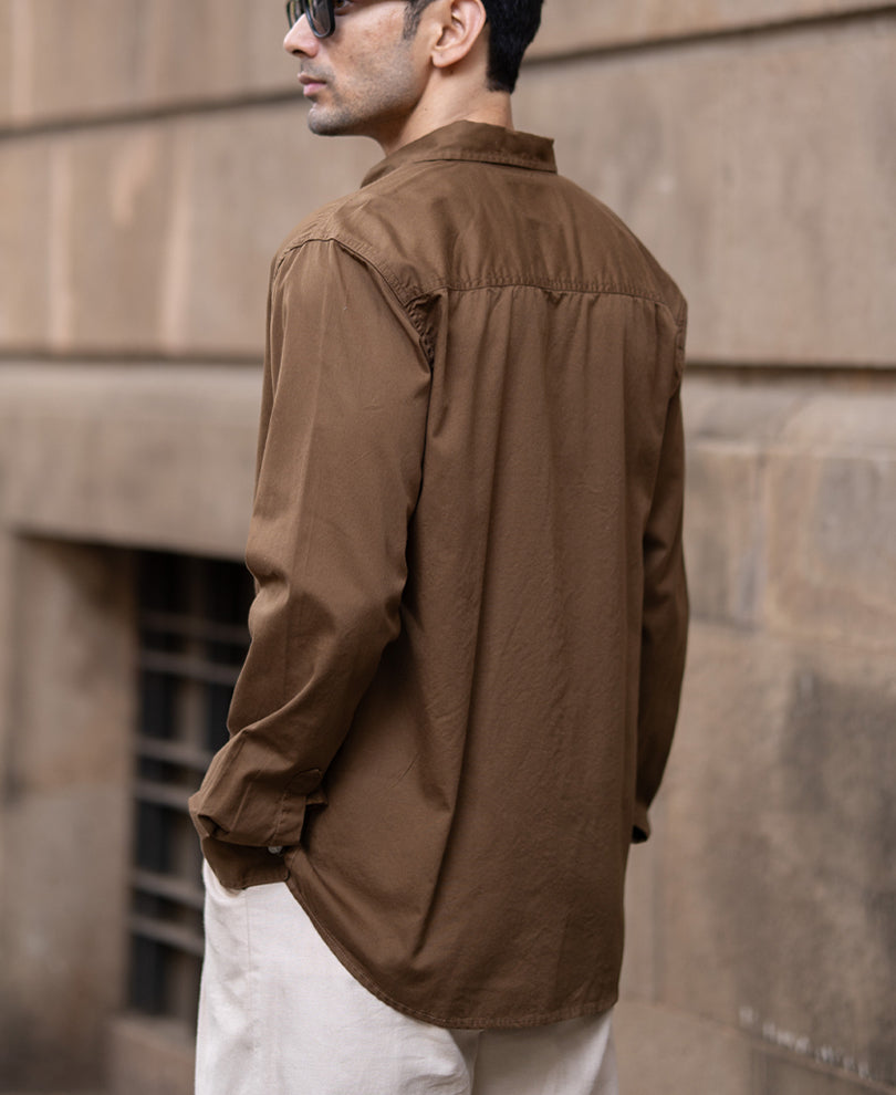 Tan Brown Washed Shirt.