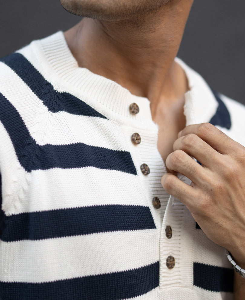 Navy Striped Raglan T-Shirt.