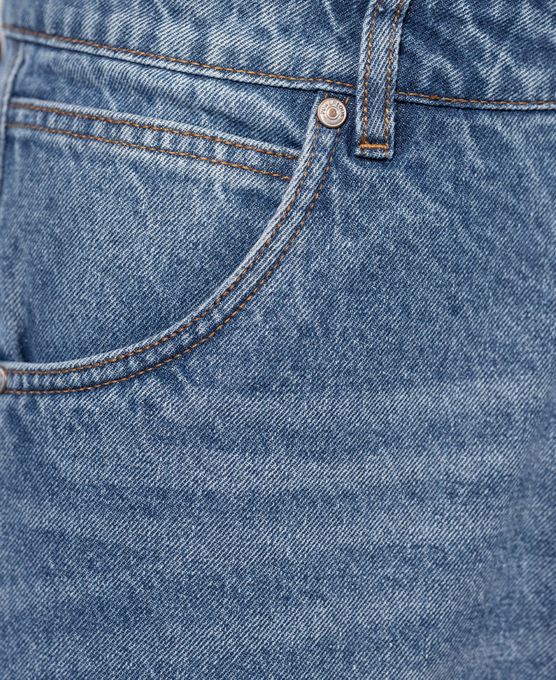 Blue Panelled Baggy Fit Jeans