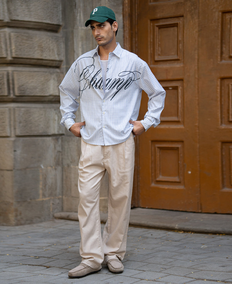 White Micro Checks Printed Shirt