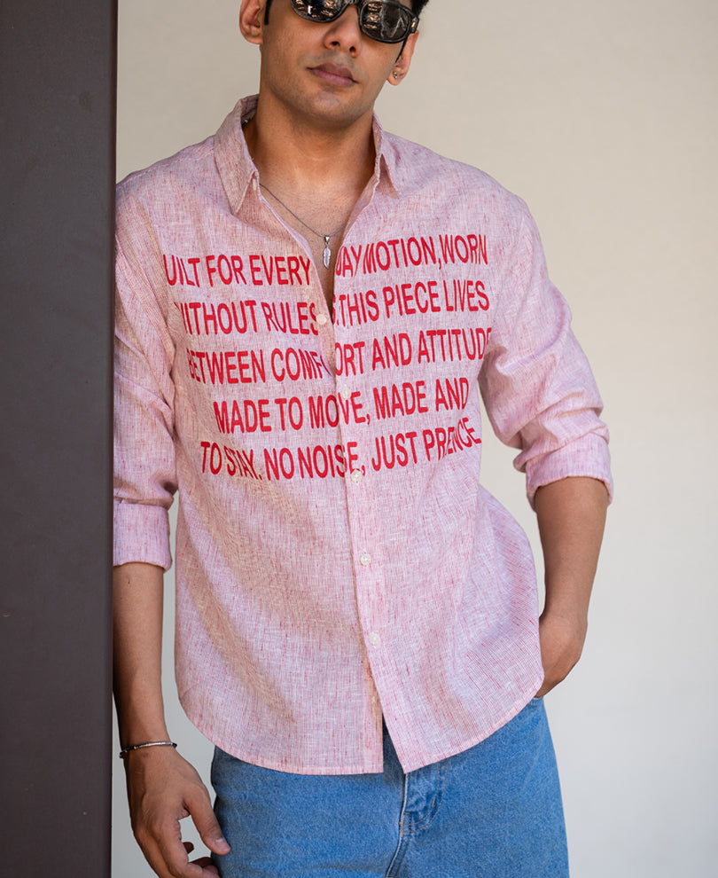 Red Pin Stripe Printed Shirt.